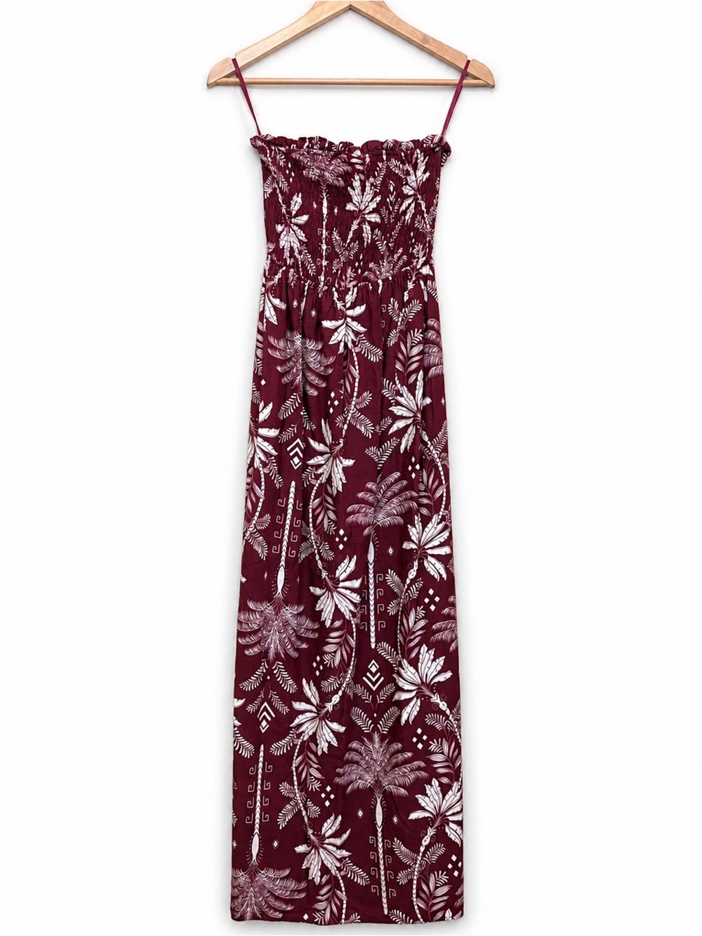 Monteau Los Angeles | NWT Strapless ResortWear Linen Blend Smocked Maxi Dress XS - Picture 6 of 16